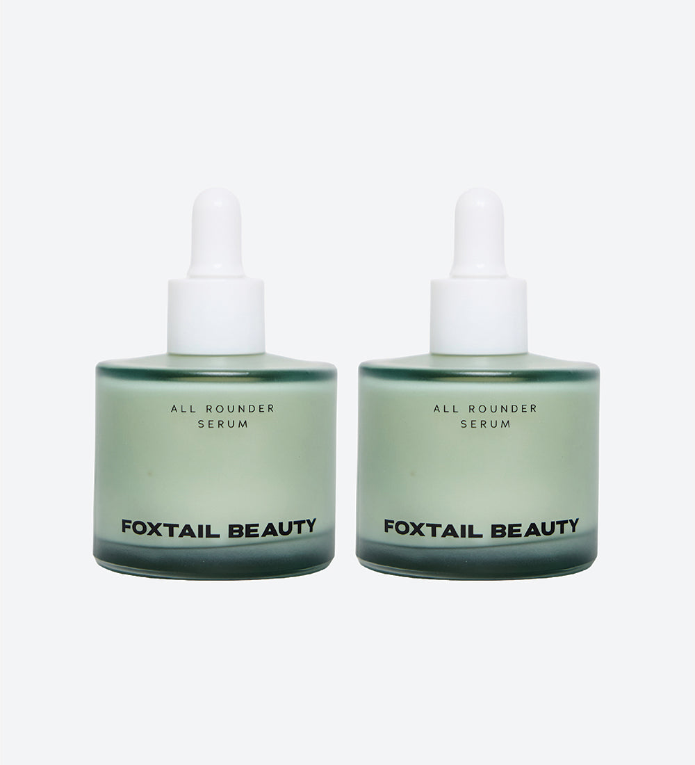 Two Foxtail Beauty All Rounder Serum bottles on a white background