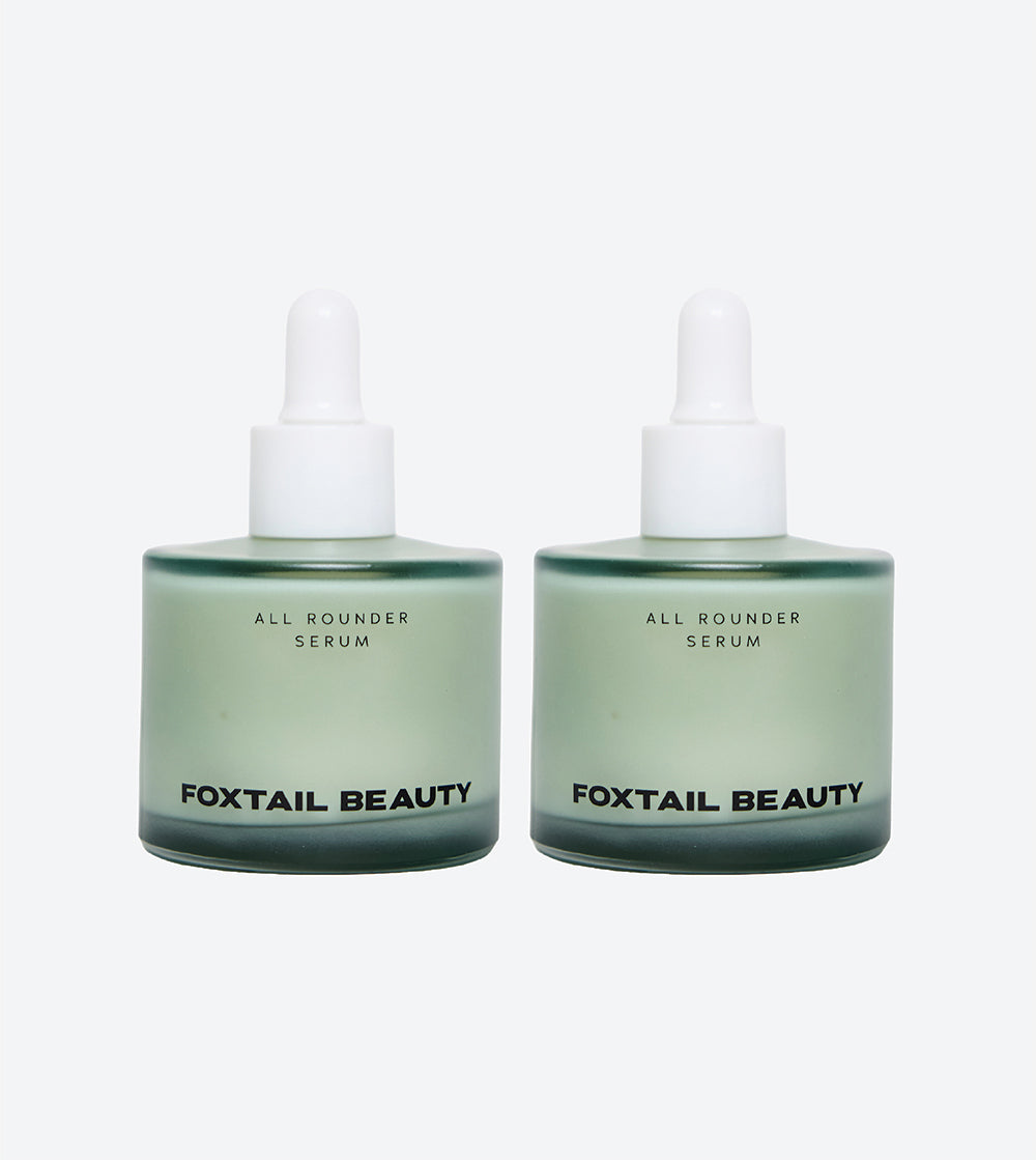 Two Foxtail Beauty All Rounder Serum bottles on a white background